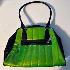 Lux de Ville Getaway Tote Purse in Lime Green Sparkle and Black